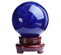 DECORN Bola de Cristal curativa Natural con Soporte, Esfera de Cristal de Cuarzo Fundido para decoración, meditación, Esfera de adivinación,Azul,Dia.100mm