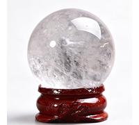 DECORN Bola de Esfera de Cristal curativo Natural Bola de Piedras de protección Raras de 30mm/1,2 Pulgadas con Soporte para decoración para el hogar, Oficina y Sala de Estar,Clear Quartz