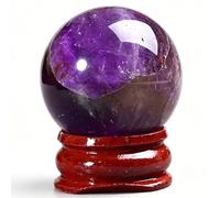 DECORN Bola de Esfera de Cristal curativo Natural Bola de Piedras de protección Raras de 30mm/1,2 Pulgadas con Soporte para decoración para el hogar, Oficina y Sala de Estar,Dreamy Amethyst