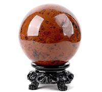 DECORN Bola de Esfera de Cristal de Cuarzo de obsidiana Rojo con Soporte Figura de Escultura de Piedras Preciosas genuinas Naturales Fengshui Decoración del hogar,100mm