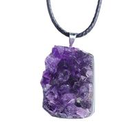 DECORN Colgante de Cristal de Amatista con cordón Ajustable | Drusa Natural | Collar Colgante de Piedra curativa para Mujeres y Hombres,3cm
