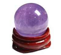 DECORN Esfera de Cristal de Amatista Natural con Soporte Bola de Piedras Preciosas curativas pulidas Adorno de Bolas Decorativas para decoración de Escritorio del hogar, adivinación,Dia.40mm