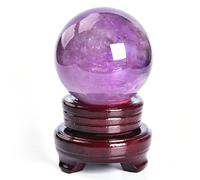 DECORN Esfera de Cristal de Amatista Natural con Soporte Bola de Piedras Preciosas curativas pulidas Adorno de Bolas Decorativas para decoración de Escritorio del hogar, adivinación,Dia.110mm