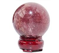 DECORN Esfera de Piedra Preciosa de Bola de Esfera de Cristal curativo Natural Bola Decorativa de 1,57 a 1,97 Pulgadas con Soporte de exhibición para decoración para el hogar,Strawberry Quartz