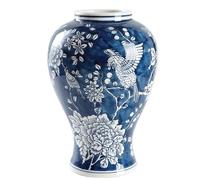 DECORN Florero Azul y Blanco Jarrón de cerámica Chinoiserie para decoración del hogar, Chimenea, Sala de Estar, baño, Mesa Central de Boda,6.5" L × 9.1" H