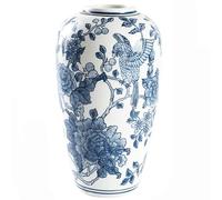 DECORN Florero Azul y Blanco Jarrón de cerámica Chinoiserie para decoración del hogar, Chimenea, Sala de Estar, baño, Mesa Central de Boda,5.7" L × 9.8" H