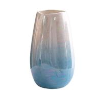 DECORN Florero de cerámica Moderno con Acabado Brillante Degradado de Blanco a Azul/púrpura, Diseño Minimalista nórdico para decoración del hogar, exhibición de Ramos de Flores,Blue 1