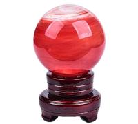 DECORN Fundir la Esfera de Piedra Preciosa de curación de Bola roja con Soporte para Decorativo, Fotografía de Lente, adivinación de miradas o Feng Shui, y Fortuna Que Cuenta con Pelota,7.9"/20cm