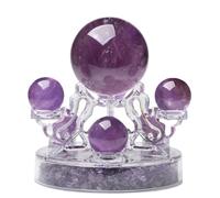 DECORN Grupo de Siete Estrellas Juego de esferas de Bolas de Piedras Preciosas de 7 Chakras Adorno de esferas de Bolas de Cristal Natural con Soporte de Vidrio Transparente,Amethyst