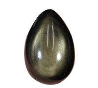 DECORN Huevo de Piedra de Cristal de obsidiana Dorada Figuras de Cristal y Piedras Preciosas para decoración del Escritorio, curación de Piedra de Cristal Tallada decoración Reiki,40mmH