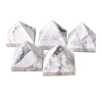 DECORN Paquete de 5 pirámides de Cristal de Howlita - Figuras de Piedras Naturales talladas en pirámide de howlita Blanca de 1,2" - Colección de Piedras Preciosas y decoración del hogar