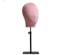 DECORN Soporte de Cabeza de Maniquí de Terciopelo, Soporte para Pelucas de 21 Pulgadas, Estante de Almacenamiento para Pelucas, tocados, Altura 18.5-24.8 Pulgadas,Pink + Black Bracket