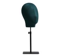 DECORN Soporte de Cabeza de Maniquí de Terciopelo, Soporte para Pelucas de 21 Pulgadas, Estante de Almacenamiento para Pelucas, tocados, Altura 18.5-24.8 Pulgadas,Green + Black Bracket