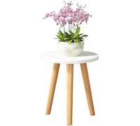 DECORN Soportes de Plantas en Interiores Estante de exhibición de Madera 9.8" Soporte de Mesa Redonda para macetas Decoración Moderna para el hogar Oficina Jardín Patio Balcón,Blanca,40cm/15.8" Tall