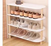 DECORN Zapatero de Madera, Torre de Zapatos Estrecha, Estante Alto para Zapatos, Zapatero Vertical para Espacios Pequeños, Esquinero, Entrada, Salón, Blanco + Natural,4 Tier 60cm