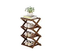 DECORN Zapatero Independiente de Bambú para Entrada - Estante Organizador de Zapatos Plegable - Zapatero Estrecho para Espacios Pequeños, Entrada, Pasillo, Armario,Walnut Color-4-tier