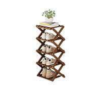 DECORN Zapatero Independiente de Bambú para Entrada - Estante Organizador de Zapatos Plegable - Zapatero Estrecho para Espacios Pequeños, Entrada, Pasillo, Armario,Walnut Color-5-tier
