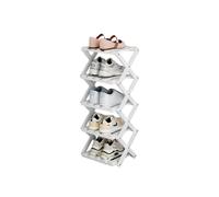 DECORN Zapatero Independiente de Bambú para Entrada - Estante Organizador de Zapatos Plegable - Zapatero Estrecho para Espacios Pequeños, Entrada, Pasillo, Armario,White-5-tier
