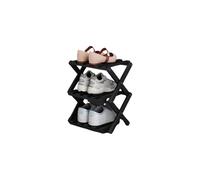 DECORN Zapatero Independiente de Bambú para Entrada - Estante Organizador de Zapatos Plegable - Zapatero Estrecho para Espacios Pequeños, Entrada, Pasillo, Armario,Black-3-tier