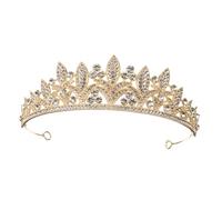 DECORNIJIA 1 Pieza barroca tocado de novia tocado de de imitación tiara para la boda de la novia de mujer Accesorios para el cabello de la aleación Dorado