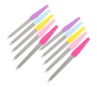 DECORNIJIA 10 Limas de Uñas Metálicas de Doble Cara Mango Plástico Antideslizante Herramientas de Manicura y Pedicura para Moldear y Pulir Uñas Naturales Casa y Salón Bloque Pulidor para