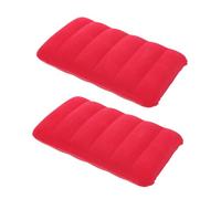 DECORNIJIA 2 Piezas Almohadas Inflables PVC con Superficie Aterciopelada Cojines Portátiles Ergonómicos para Camping Viaje y Siesta al Aire de Rojo