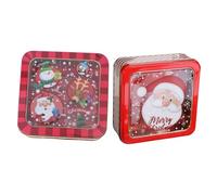 DECORNIJIA 2 Piezas Caja de Cuadrada de Hojalata para Navidad de Unidades con Diseño Adorable y Envase Seguro y Duradero para Galletas y Pequeños Festivos