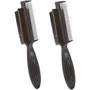 DECORNIJIA 2 piezas Cepillo de Limpieza Doble Cara para Cabello Cerdas de Nailon Flexible Diseño Ergonómico para Peluquería y Peinados Lisos de Negro