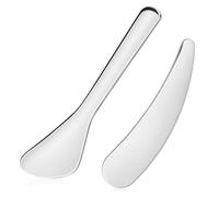 DECORNIJIA 2 piezas Espátulas de Acero Inoxidable para Cuidado Facial Cucharas para Crema Herramienta y Reutilizable para Aplicar Productos de Casa o Viaje