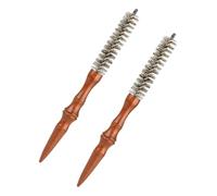 DECORNIJIA 2 Piezas Mini Cepillo Redondo Espiral Cepillo Profesional Cabello Mango de Madera de Rodillo para Peinado Rizado Levantamiento para Bigote Flequillo y Barba