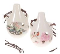 DECORNIJIA 2 Piezas Ocarina de Cerámica Blanca para Principiantes de Instrumento Musical Delicado y Portátil para Introducción y Práctica