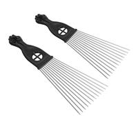 DECORNIJIA 2 piezas Peine de Acero con Mango de Plástico Dientes Anchos y Lisos para Desenredar Cabello Grueso y Rizado Masaje Capilar Peineta Profesional para Hombre y Salón