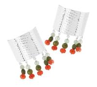 DECORNIJIA 2 Piezas Ponytail Buckles Asian Style With Glass Beads Tassel Handmade Alloy Hair Clips For Daily Wear And Special Events Skin Friendly Elegant Hair Accessories