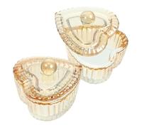 DECORNIJIA 2 piezas Taza de Vidrio para Manicura Color Champán con Tapa Cuenco Reemplazable para Mezcla y Limpieza de Esmalte Herramienta Práctica para de Uñas y Cuidado Personal