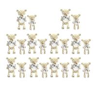 DECORNIJIA 20 Piezas de Decoraciones para Uñas DIY Adornos de Oso 3D en Aleación de Zinc y Gemas de Imitación Tamaño Pequeño y Grande en Color Dorado Accesorio para Manicura Tridimensional