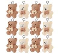 DECORNIJIA 24 Piezas Dijes de Oso Lazo en Resina Color Té Leche, Colgantes Pequeños para Hacer Collares y Pulseras Diy, Amuletos para Manualidades Obsequio Niña Cumpleaños Navidad