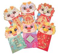 DECORNIJIA 24 Piezas Sobres Rojos Chinos de Dibujos Animados Año del Dragón Sobres para Año Festival Primavera con Caracteres Auspiciosos para Felicitar Prosperidad y Suerte