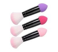 DECORNIJIA 3 piezas Brochas Maquillaje Doble Cabezal para Colorete y Polvo Cerdas Densas Suaves para Aplicación Uniforme Diseño Compacto y Ligero para Retoques Viaje Colores Rosa y Morado