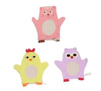 DECORNIJIA 3 Piezas Guantes de Baño para Bebés Suaves y Duraderos con Dibujos Animados para Masaje Higiene Infantil Algodón Premium para Recién Nacidos y Pequeños