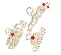 DECORNIJIA 3 piezas Pinzas de Pelo Dragón con Cristales de Garras Fuertes Accesorios Chinos para Boda y Celebración Clips Grandes para Cabello Fino y Grueso Diseño Tradicional y Elegante