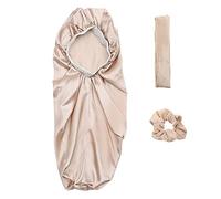 DECORNIJIA 3 Piezas Stylish Hair Rope Sleep Cap Silk Fabric Long Tail Head Adornments For Women With Thick Hair Color