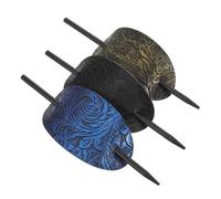 DECORNIJIA 3 Piezas Vintage Hair Fork Oval Shape Faux Leather Hair Stick Holders For Women Elegant Updo Ponytail Pins