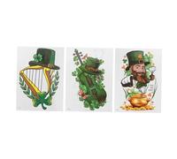 DECORNIJIA 3piezas Calcomanías Temporales De Fiesta Irlandesa De Decoración Para Cuerpo El Día De San Patricio Stickers De Trébol Para Fiestas y Eventos Especiales