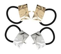 DECORNIJIA 4 piezas Coleteros Elásticos Metálicos para Mujer Cintas para Pelo Resistentes y Cómodas Sujetadores de Coleta Plata y Dorado Accesorios Duraderos para Tipo de Cabello