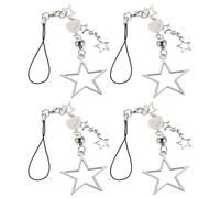 DECORNIJIA 4 Piezas Colgante de Teléfono Estrella Pulsera Cadena Resistente Colgante para Móvil y Bolso Charm Llavero para Mujer Niñas