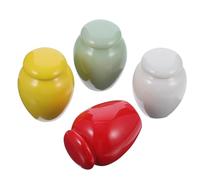 DECORNIJIA 4 Piezas Urnas Cerámicas Pequeñas para Cenizas de Mascotas y Humanos Recipientes Conmemorativos Sellados Colores Amarillo Rojo Blanco y Verde Compactos y Duraderos para
