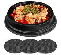 DECORNIJIA 4 Salvamanteles Redondos de Silicona Negra, Antideslizantes y Resistentes al Calor, Diámetro 17.5 Cm, Tapetes Multifuncionales para Mesa de Comedor y Protección de Superficies