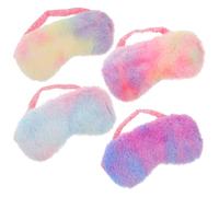 DECORNIJIA 4piezas para Dormir de Felpa Ojos Ocular Antifaz Reutilizable Antifaz de Colores para Viajes Nocturnos o Descansos Diurnos