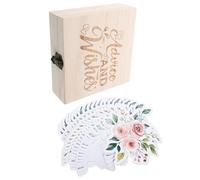 DECORNIJIA 50 Piezas Caja de 50 Tarjetas de Predicción y Consejos para Bebés, Doble Cara, con Caja de Madera de Recuerdo, Juego Interactivo para Shower, Regalos para Recién Nacidos y Padres