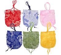 DECORNIJIA 6 Piezas Bolsitas Organza Pequeñas de Brocado para Joyería Bolsos con Cordón para Monedero Mujer Pequeños Bolsos para Viaje y Almacenaje de Joyas Bolsas Chinas Elegantes